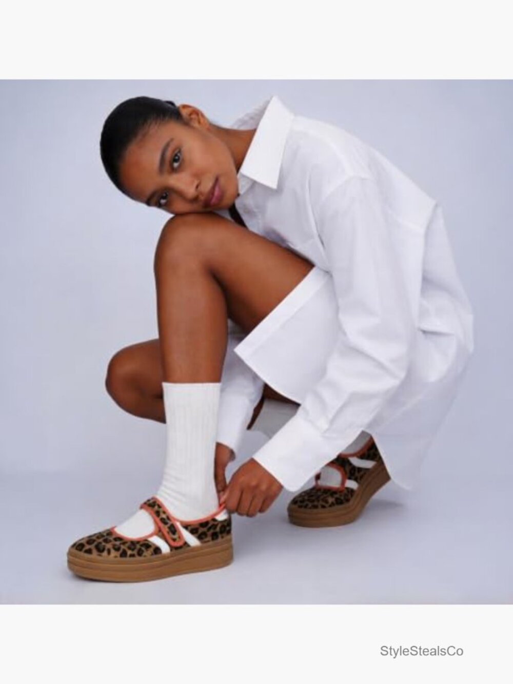 Women's Platform Mary Jane Sneakers Slip On Casual Tennis Shoes - Picture 6 of 7